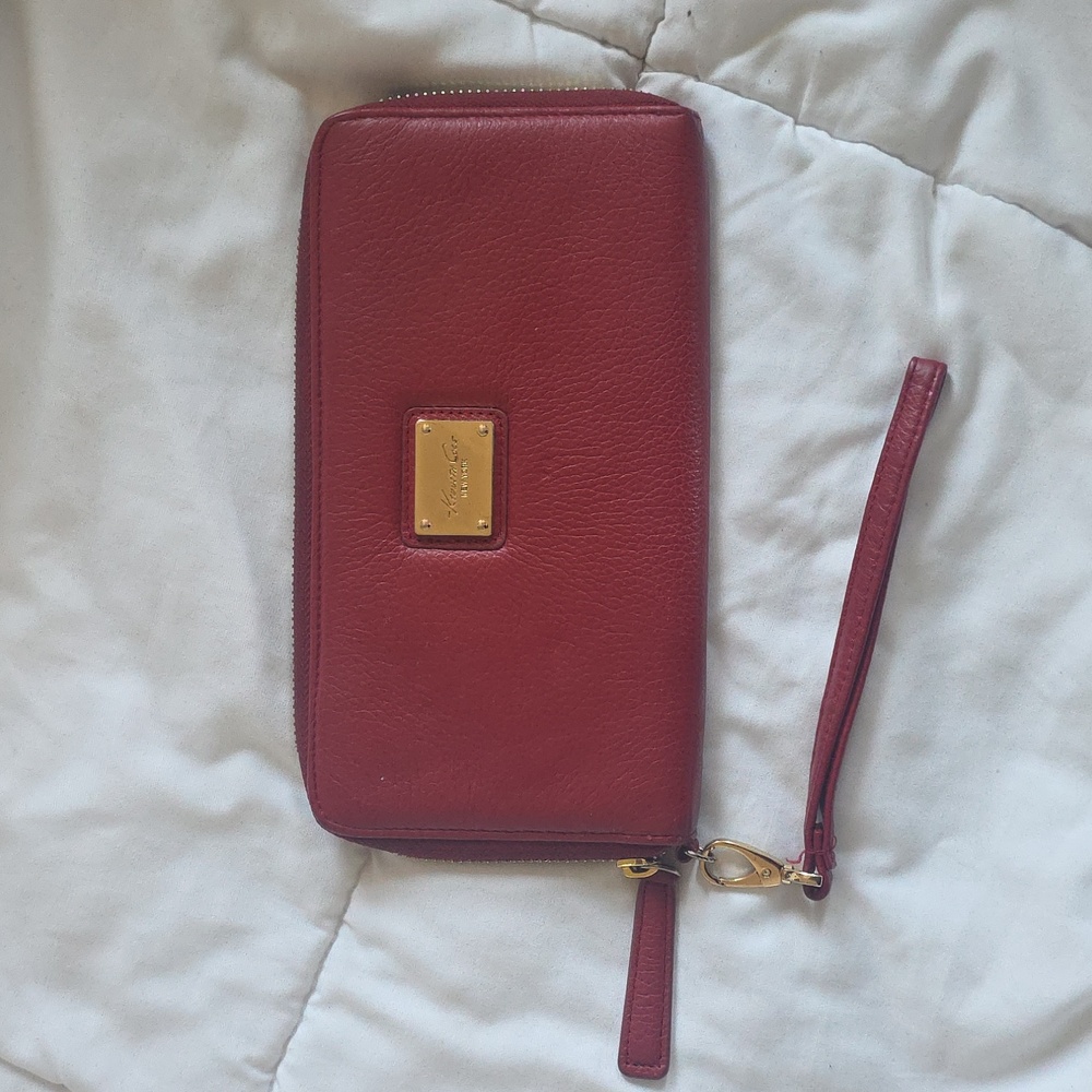 KENNETH COLE RED LEATHER & BRASS WRISTLET